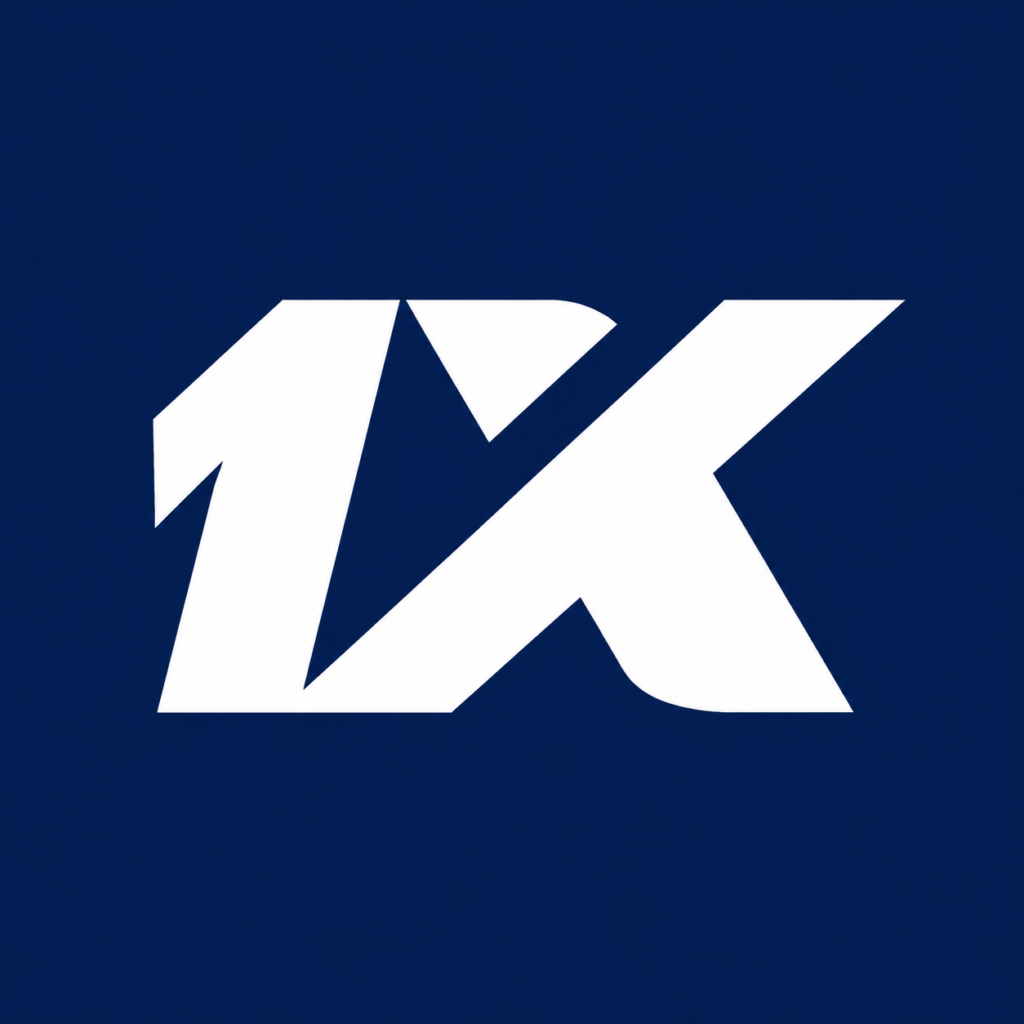 1xbet logo in white on a dark blue background in 4K HD quality