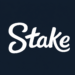 Stake logo in white script text on a dark blue background in 4K HD quality