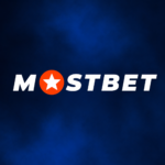Mostbet logo with white text and orange star icon on a blue background in 4K HD quality